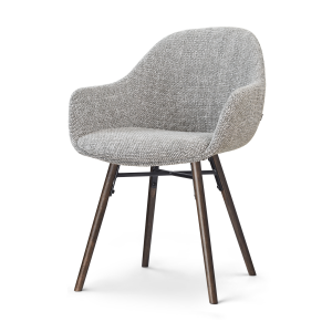 Nena-Mae eetkamerstoel grijs blend - walnoot houten onderstel