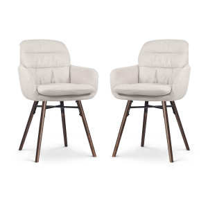 Nena-Mia eetkamerstoel beige - walnoot houten onderstel - set van 2