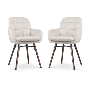 Nena-Mia eetkamerstoel beige - walnoot houten onderstel - set van 2