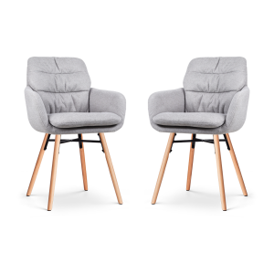 Nena-Mia eetkamerstoel grijs - houten onderstel - set van 2