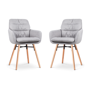Nena-Mia eetkamerstoel grijs - houten onderstel - set van 2