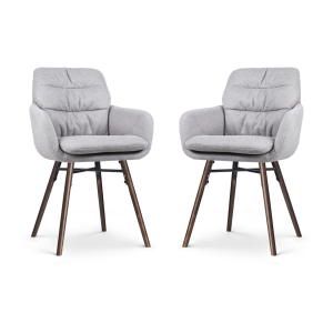 Nena-Mia eetkamerstoel grijs - walnoot houten onderstel - set van 2