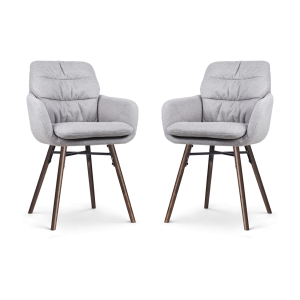 Nena-Mia eetkamerstoel grijs - walnoot houten onderstel - set van 2