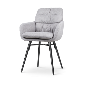 Nena-Mia eetkamerstoel grijs - zwart houten onderstel