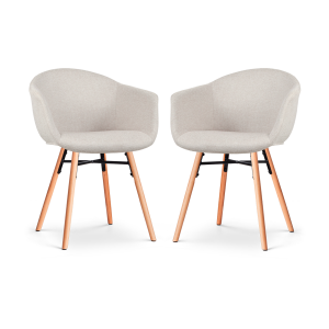Nena-Otis eetkamerstoel beige - houten onderstel - set van 2