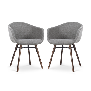 Nena-Otis eetkamerstoel donkergrijs - walnoot houten onderstel - set van 2