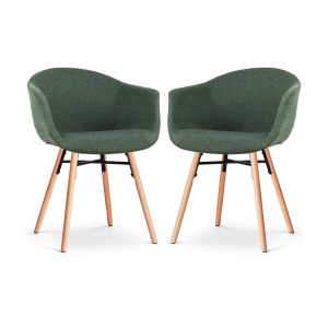 Nena-Otis eetkamerstoel donkergroen - houten onderstel - set van 2