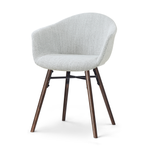 Nena-Otis eetkamerstoel grijs melange - walnoot houten onderstel