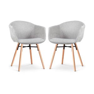 Nena-Otis eetkamerstoel lichtgrijs - houten onderstel - set van 2