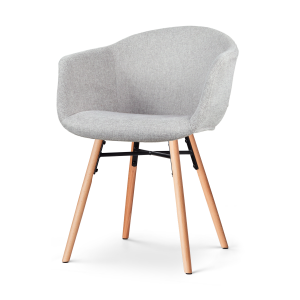 Nena-Otis eetkamerstoel lichtgrijs - houten onderstel