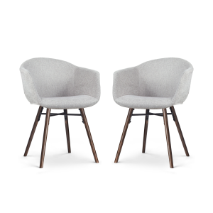 Nena-Otis eetkamerstoel lichtgrijs - walnoot houten onderstel - set van 2