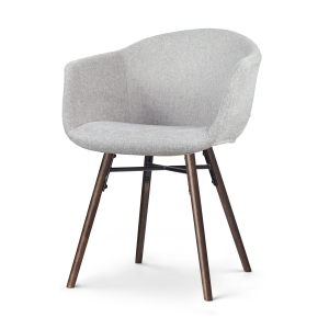 Nena-Otis eetkamerstoel lichtgrijs - walnoot houten onderstel