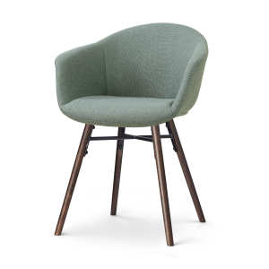 Nena-Otis eetkamerstoel saliegroen - walnoot houten onderstel