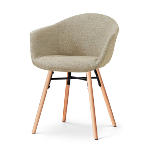 Nena-Otis eetkamerstoel taupe melange - houten onderstel