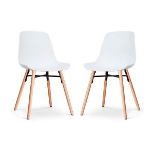 Nena-Pip eetkamerstoel wit - houten onderstel - set van 2