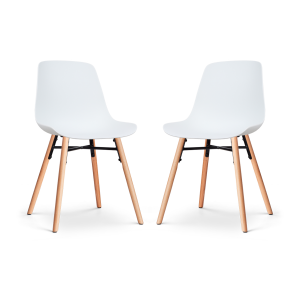 Nena-Pip eetkamerstoel wit - houten onderstel - set van 2