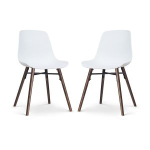 Nena-Pip eetkamerstoel wit - walnoot houten onderstel - set van 2