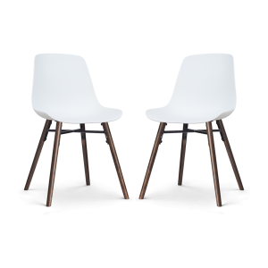 Nena-Pip eetkamerstoel wit - walnoot houten onderstel - set van 2