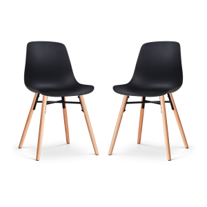 Nena-Pip eetkamerstoel zwart - houten onderstel - set van 2