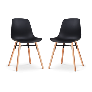 Nena-Pip eetkamerstoel zwart - houten onderstel - set van 2