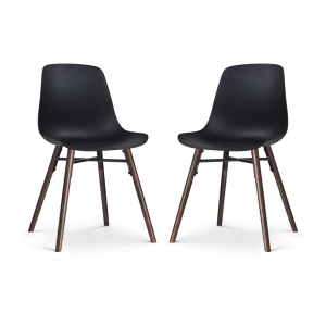 Nena-Pip eetkamerstoel zwart - walnoot houten onderstel - set van 2