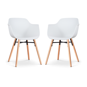 Nena-Puk eetkamerstoel wit - houten onderstel - set van 2