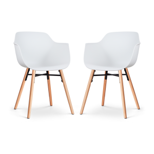 Nena-Puk eetkamerstoel wit - houten onderstel - set van 2