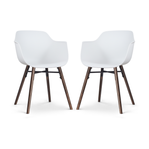 Nena-Puk eetkamerstoel wit - walnoot houten onderstel - set van 2