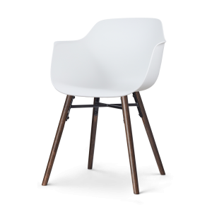 Nena-Puk eetkamerstoel wit - walnoot houten onderstel