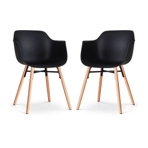 Nena-Puk eetkamerstoel zwart - houten onderstel - set van 2