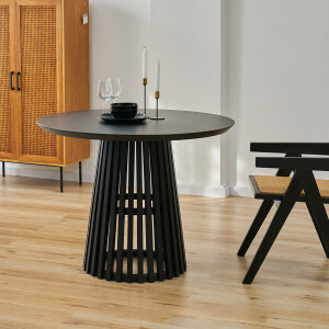 Artistiq Ronde Eettafel 'Nikkie' Hevea hout, 100cm, kleur Zwart