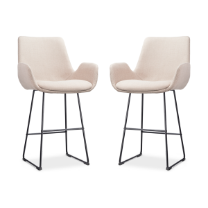 Nino-Eef barkruk beige - zwart onderstel - 65 cm - set van 2