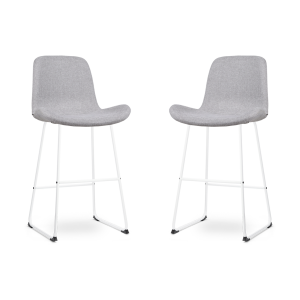 Nino-Fé barkruk lichtgrijs - wit onderstel - 75 cm - set van 2