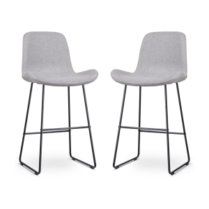 Nino-Fé barkruk lichtgrijs - zwart onderstel - 75 cm - set van 2