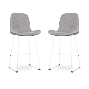 Nino-Fé barkruk rib warm grijs - wit onderstel - 75 cm - set van 2