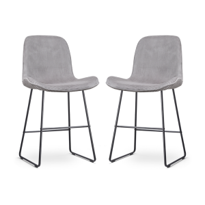 Nino-Fé barkruk rib warm grijs - zwart onderstel - 65 cm - set van 2