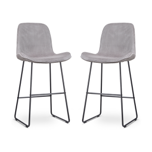 Nino-Fé barkruk rib warm grijs - zwart onderstel - 75 cm - set van 2