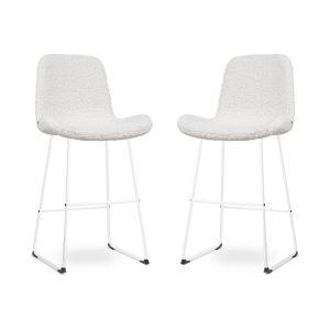 Nino-Fé barkruk teddy gebroken wit - wit onderstel - 75 cm - set van 2