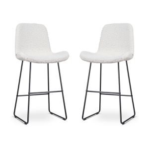 Nino-Fé barkruk teddy gebroken wit - zwart onderstel - 75 cm - set van 2