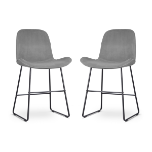 Nino-Fé barkruk velvet grijs - zwart onderstel - 65 cm  - set van 2