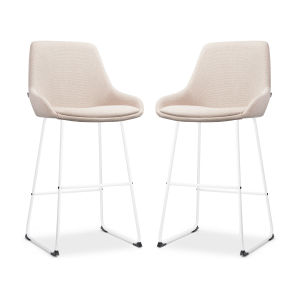 Nino-Isa barkruk beige - wit onderstel - 75 cm - set van 2