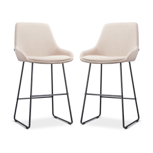 Nino-Isa barkruk beige - zwart onderstel - 65 cm - set van 2