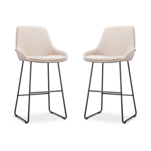 Nino-Isa barkruk beige - zwart onderstel - 75 cm - set van 2