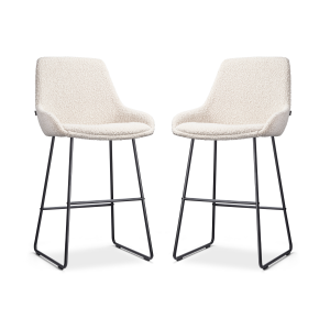 Nino-Isa barkruk bouclé beige - zwart onderstel - 65 cm - set van 2