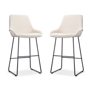 Nino-Isa barkruk bouclé beige - zwart onderstel - 75 cm - set van 2