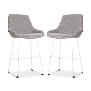 Nino-Isa barkruk bouclé taupe - wit onderstel - 65 cm - set van 2