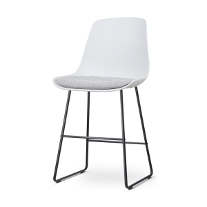 Nino-Liv barkruk wit met lichtgrijs zitkussen - zwart onderstel - 65 cm
