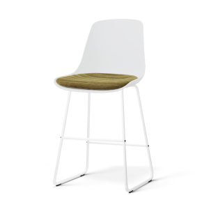 Nino-Liv barkruk wit met mosgroen zitkussen - wit onderstel - 65 cm