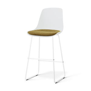 Nino-Liv barkruk wit met mosgroen zitkussen - wit onderstel - 75 cm