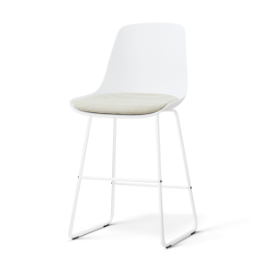 Nino-Liv barkruk wit met naturelbeige zitkussen - wit onderstel - 65 cm